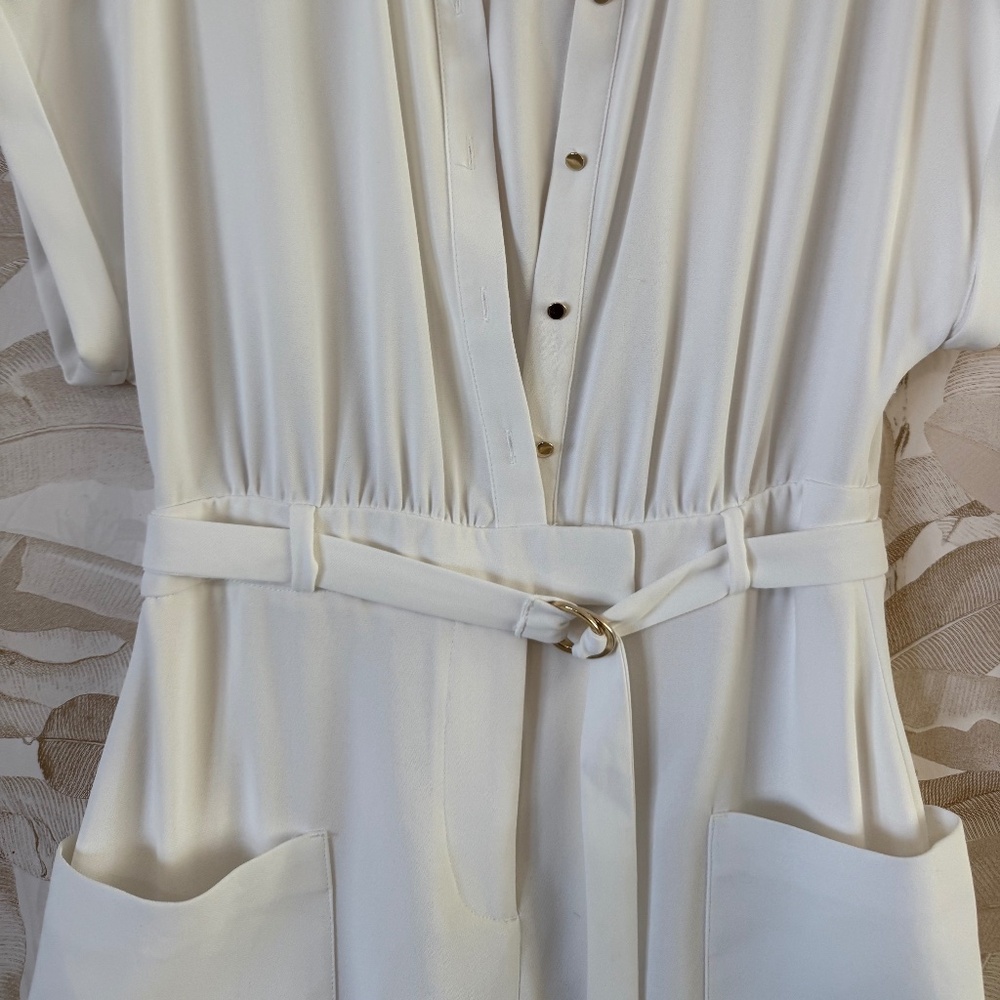 Ivory Belted Shirt Dress – Chic Collared Mini with Pockets ZARA - Picture 3 of 7